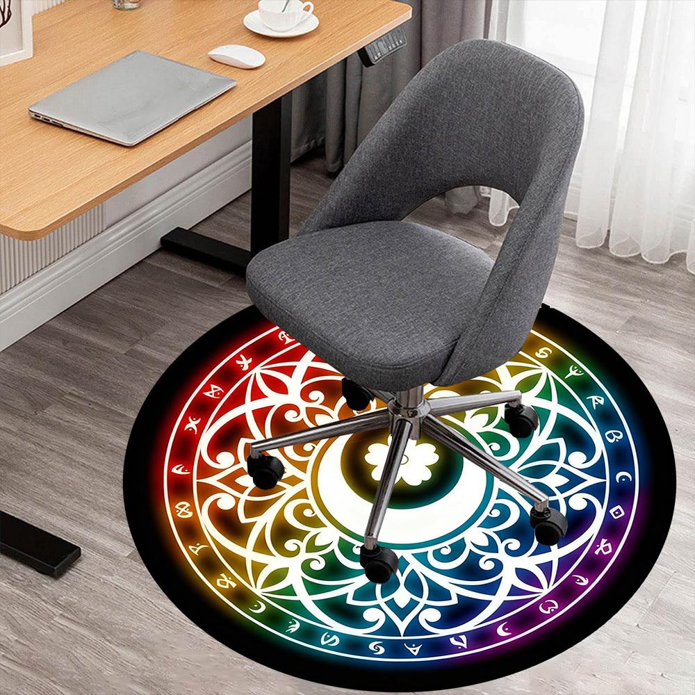 

1pc Moon Mandala Round Chair mat office Area Rug - Non-Slip, Floor Mat for Office, Bedroom, Ideal home decor gift p0105024 80cm
