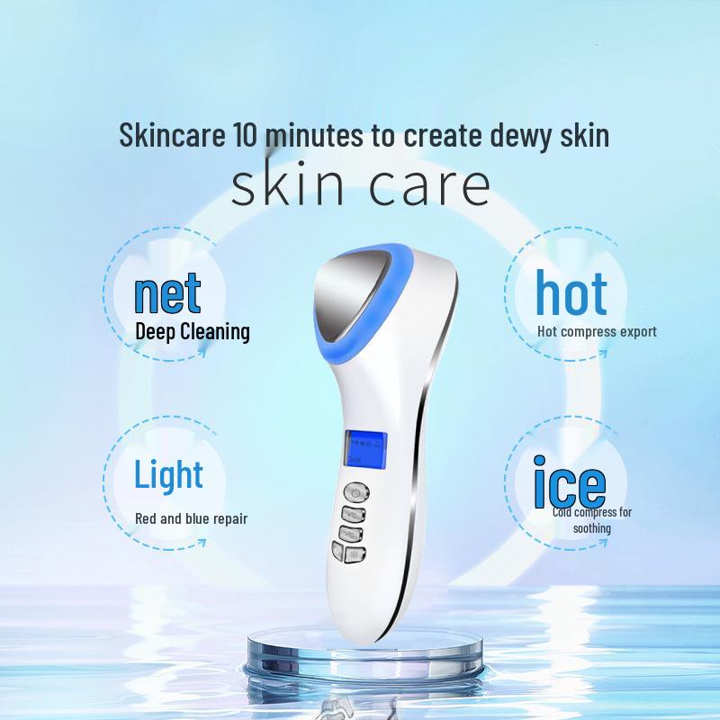 Ultrasonic Ion Face Massager with Hot/Cold Therapy & Light Rejuvenation