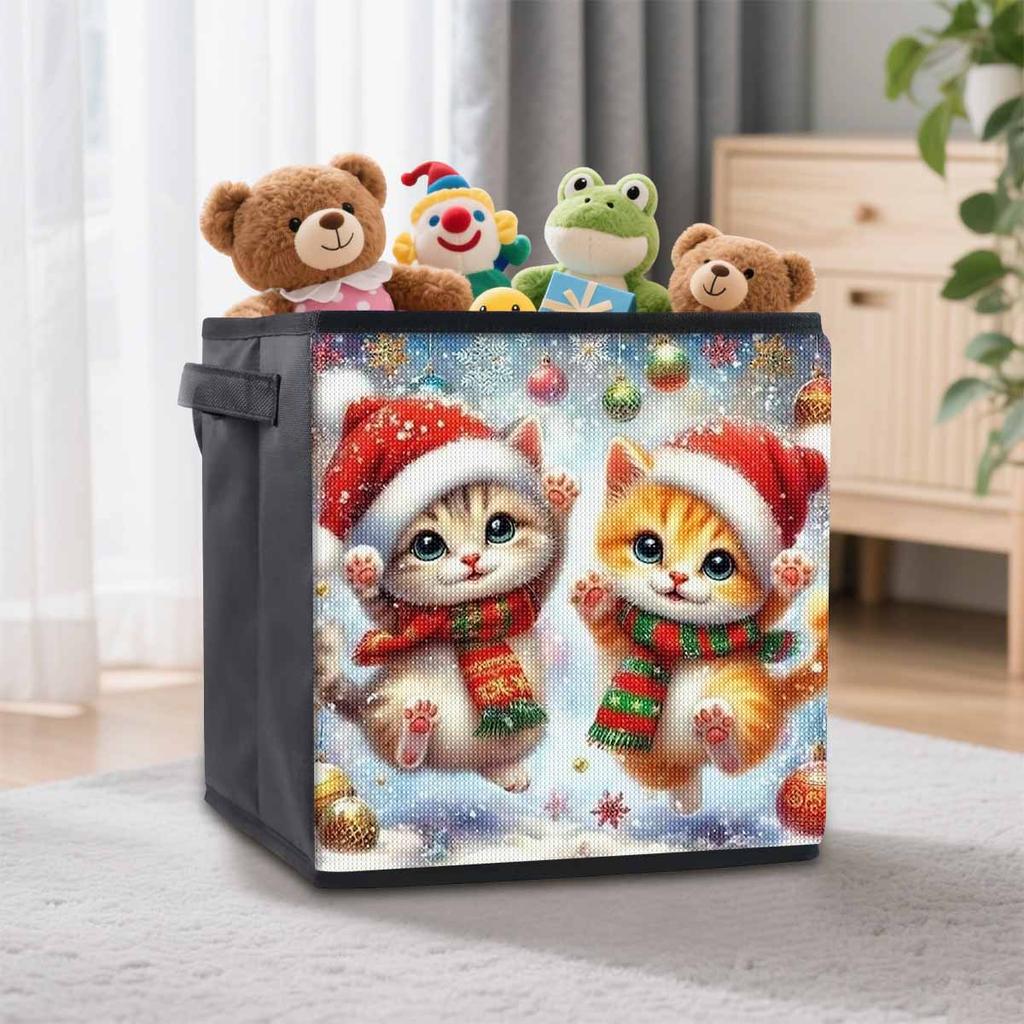 Two Lovely Kittens 5D Diamond Painting Storage Basket Full Round Drill Mosaic Diamond Embroidery Cross Stitch Kits Home Decor Home Decor