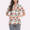 Women's Cute Printed Work Clothes V-neck Double Layer Pockets Basic Short Sleeve Top Pullover Valentines