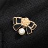 Kamelien Perlen Brooch Schwarz Öl-Tropfendes Metall Trauer Corsage Pin High-End Französisch Elegant Tasche Tuch Schal Zubehör Brooch