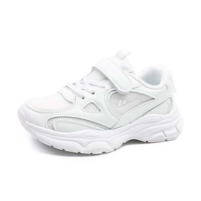 Warrior Synthetic Leather Fabric Versatile Comfortable Casual Sports Low-Top Running Shoes Kids Sneaker White WZ(CL)-0881