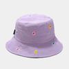 2025 LDSLYJR Men's And Women's Cotton Flower Embroidery Bucket Hat Outdoor Travel Sun Cap Fisherman Hat