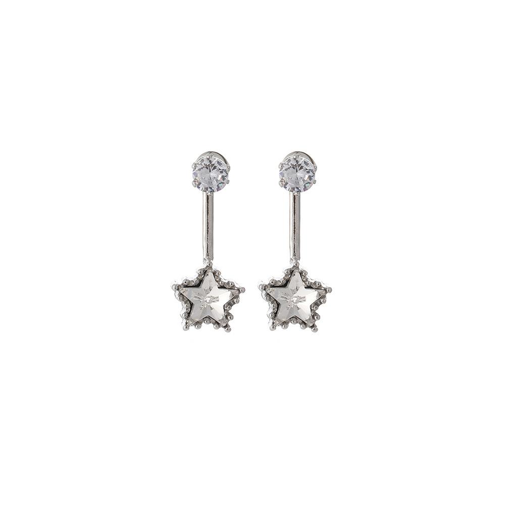 Super Flash Diamond-Set Star Stud Earrings Women'S Fashion Light Luxury Niche Earrings Sweet And Cute Temperament Earrings
