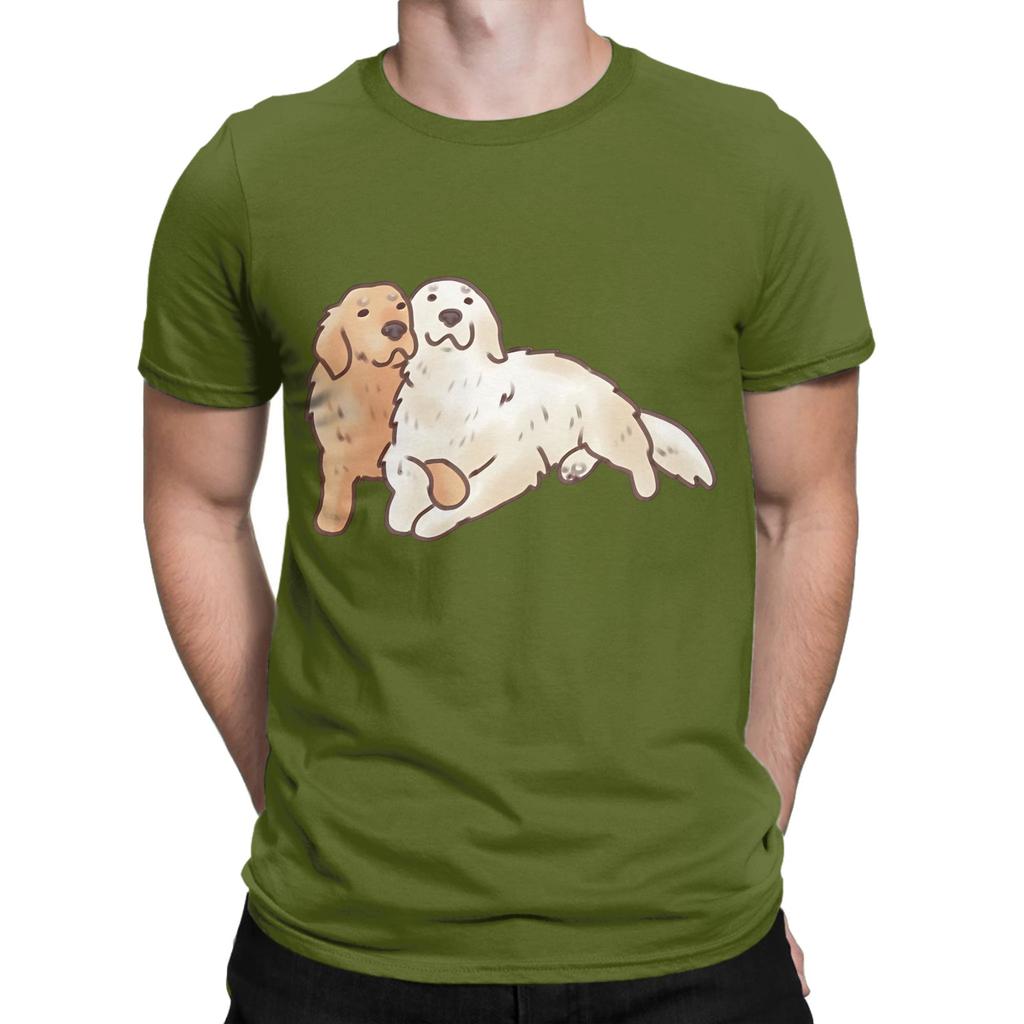 Two Golden Retriever Art Funny 100 Cotton TShirt Gloden Retirever Tops Tees For Unisex
