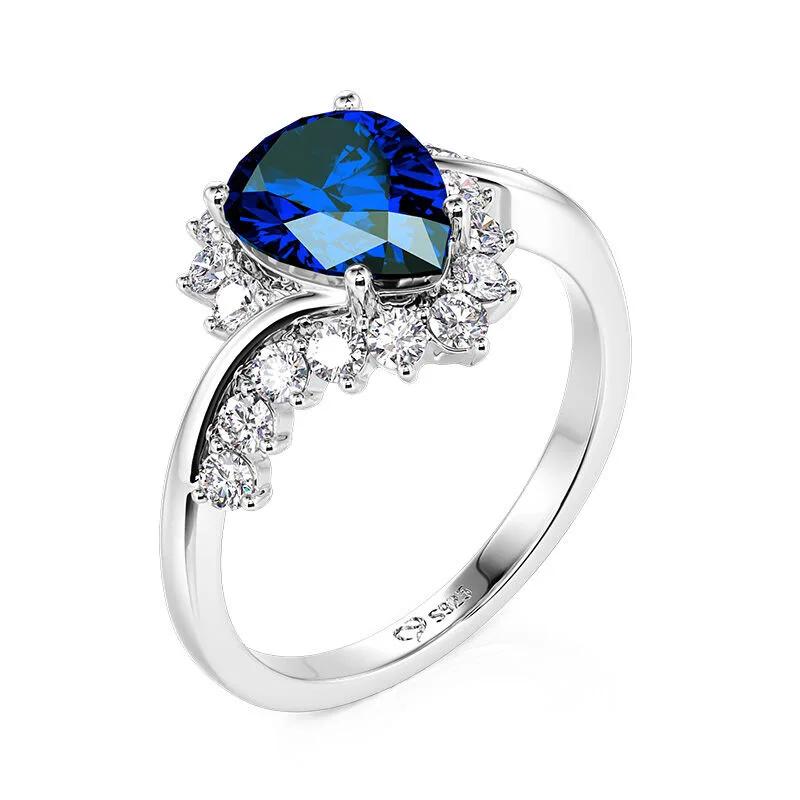 New blue Zircon engagement ring, zircon, European and American style