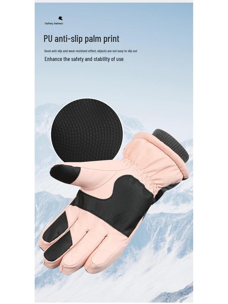 Unisex Winter Ski Gloves: Touchscreen-Compatible, Plush, Warm, Windproof, and Waterproof for Motorcycle Riding.
