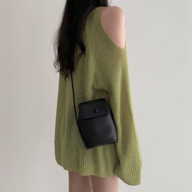 Chic Loose V-neck Off Shoulder Casual Knitted Pullovers Women Summer Thin Long Sleeve Knitwear Women Solid Elegant Fashion Sweater Woman Clothes 26587