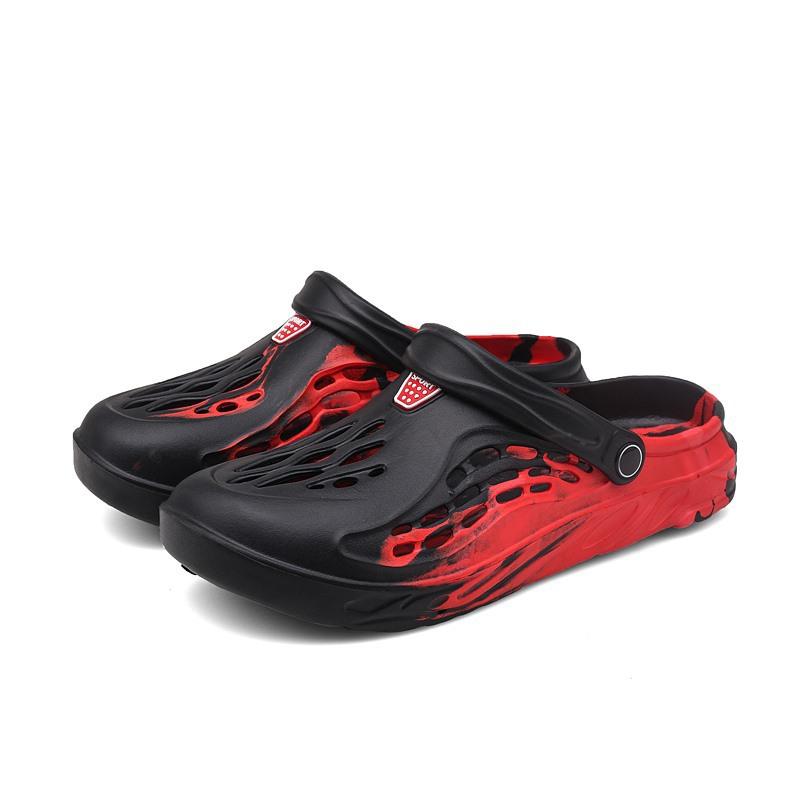 Large Size Bag Head Slippers Men's Summer Personality Camouflage Hole Shoes Lightweight Breathable Hollow EVA Beach Sandals