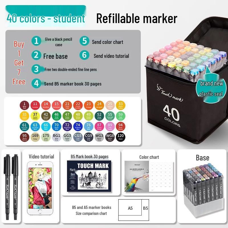 Dual-Tip Art Marker Set - 120 Colors, Hard Tip, Oil-Based for Students