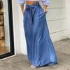Elegant Lace-up High-waist Wide-leg Pants Casual Denim Trousers