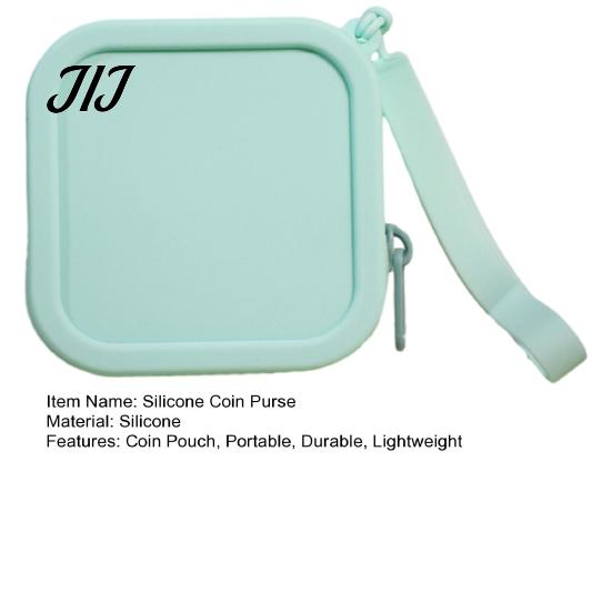 Portable Earphone Case for Travel Silicone Coin Pouch with Zipper And Wrist Strap, Square Shockproof Soft Key Organizer Storage Bag, Lightweight