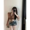 Long Flare Sleeve Blouses for Women Lace-up Mesh Sexy Sweet Hot Girls Korean Fashion Style All-match Solid Design Elegant Casual