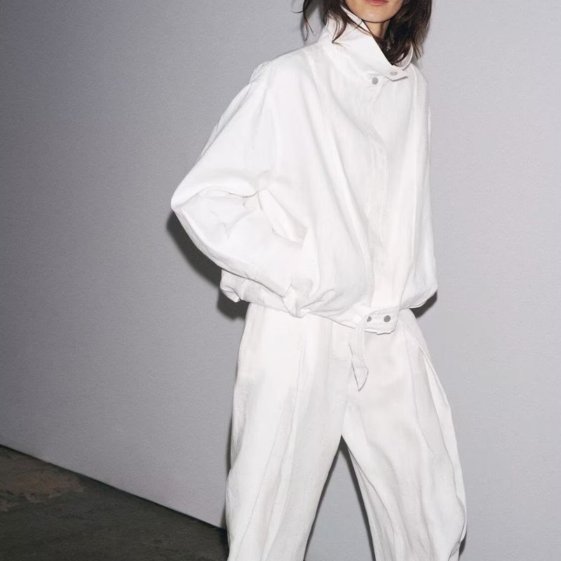 Za Autumn and Winter New Arrivals Women's Clothing Zr European and American Style Loose and Versatile Linen Bomber Jacket Coat 8143327