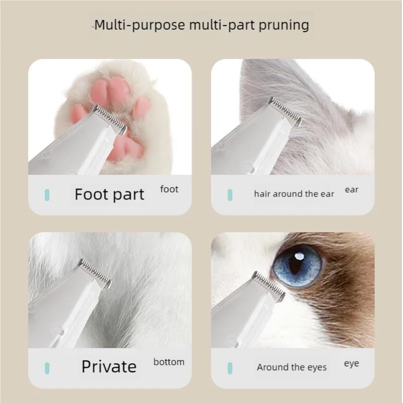 Cordless Pet Hair Trimmer with Suction Rechargeable USB Low Noise Electric Dog Groomer for Cat Dog Pet Grooming