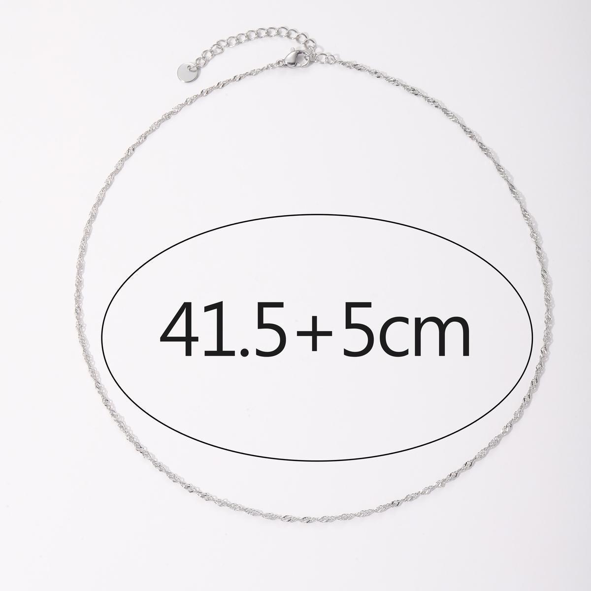 

CARLIDANA Stylish Waterproof Jewelry 18K Gold Plated Link Chain Pendant Necklace Durable Stainless Steel Water Wave Chain серебряный