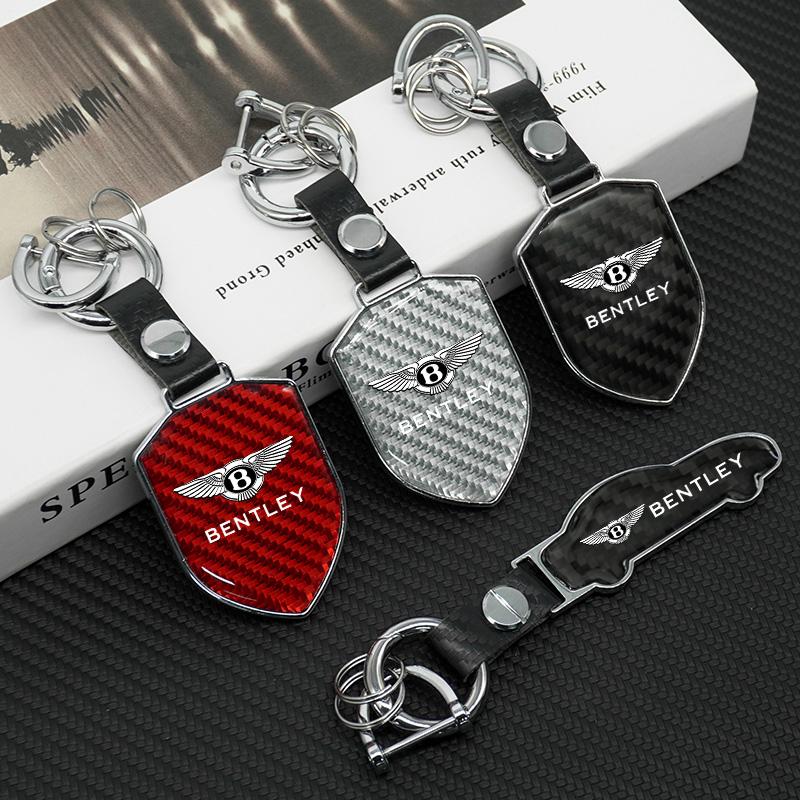 Kohlefaser B-Bentley-B Auto Schlüsselanhänger Schlüsselring Anhänger für Bentley Continental GT MULLINER Bentayga Flying Hurtling Spur