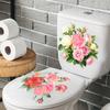 Hand Painted Pink White Flowers Toilet Sticker Self-Adhesive Removable for Bathroom Decoration