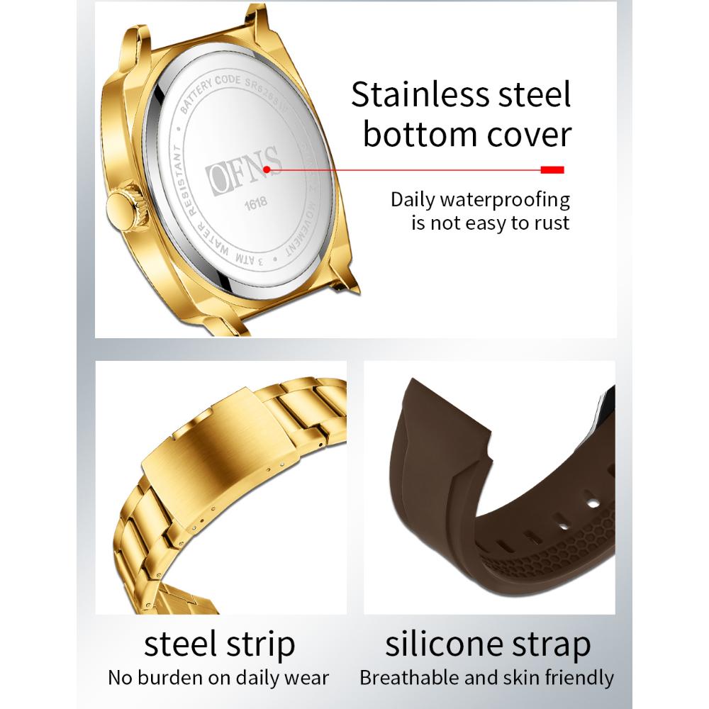 OFNS Fashionable Thin Men's Quartz Watch Waterproof Night Light Single Calendar Simple Ccasual Men's Quartz Watch