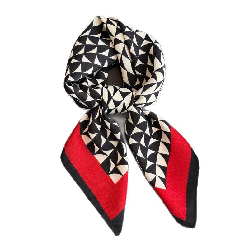 Korean version of imitation velvet herringbone pattern cotton and linen small square scarf silk scarf headscarf shawl travel versatile scarf women's s