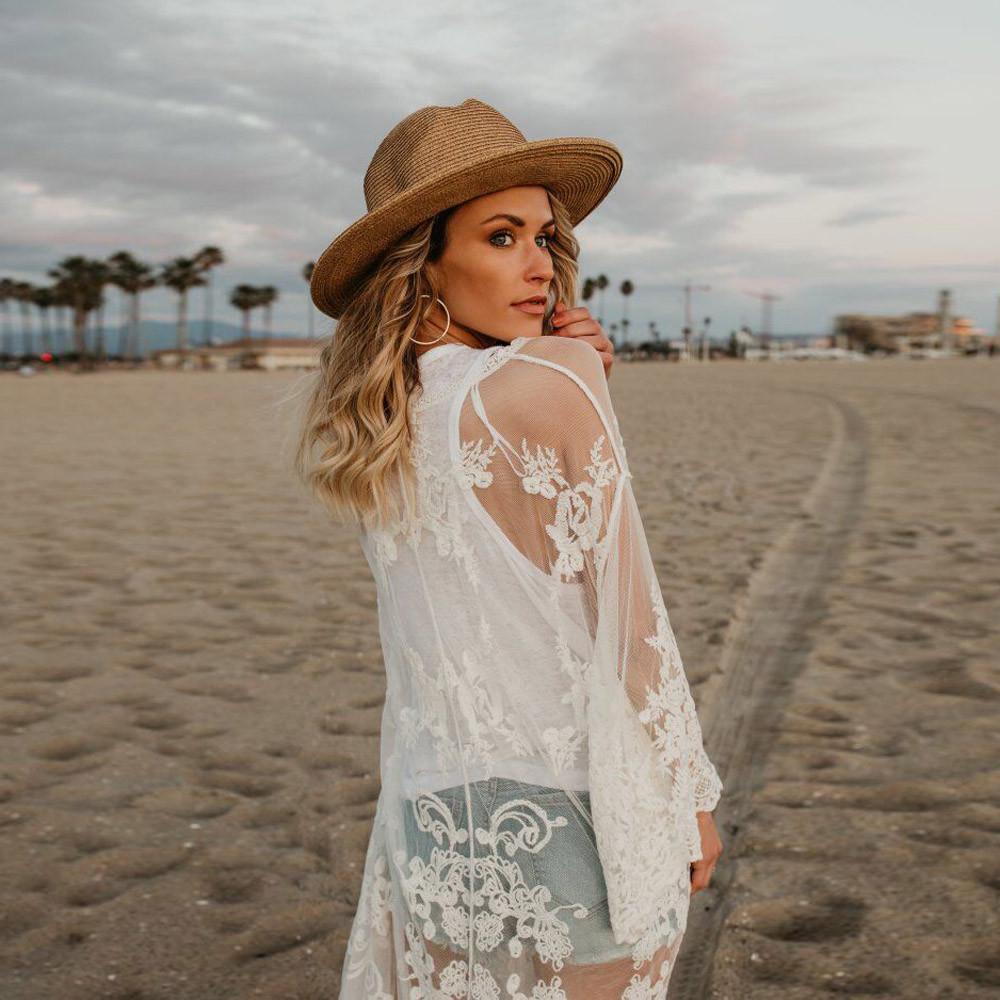 Lovehouse Mujeres Encaje negro blanco Bohemian Beach Abrigo largo de kimono  de gran tamaño comprar a buen precio — entrega gratuita, reseñas reales con  fotos — Joom