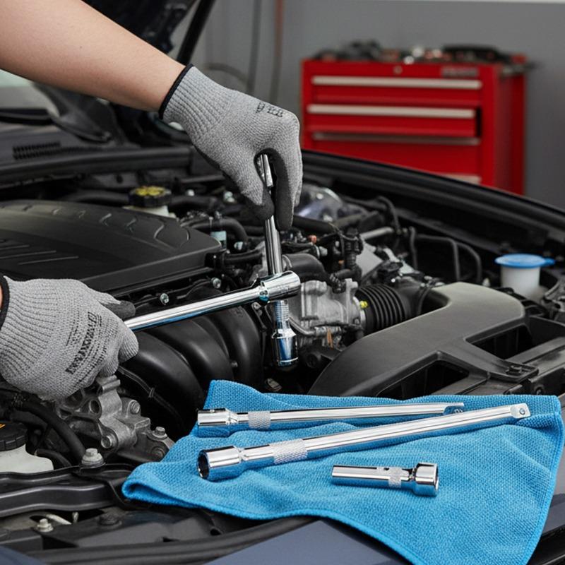 3pcs Chrome-plated Steel Sleeve Ratchet Extension Rod Car Tire Repair Tool 1/4 3/8 1/2 Sleeve Ratchet Extension Rod Hand Tools