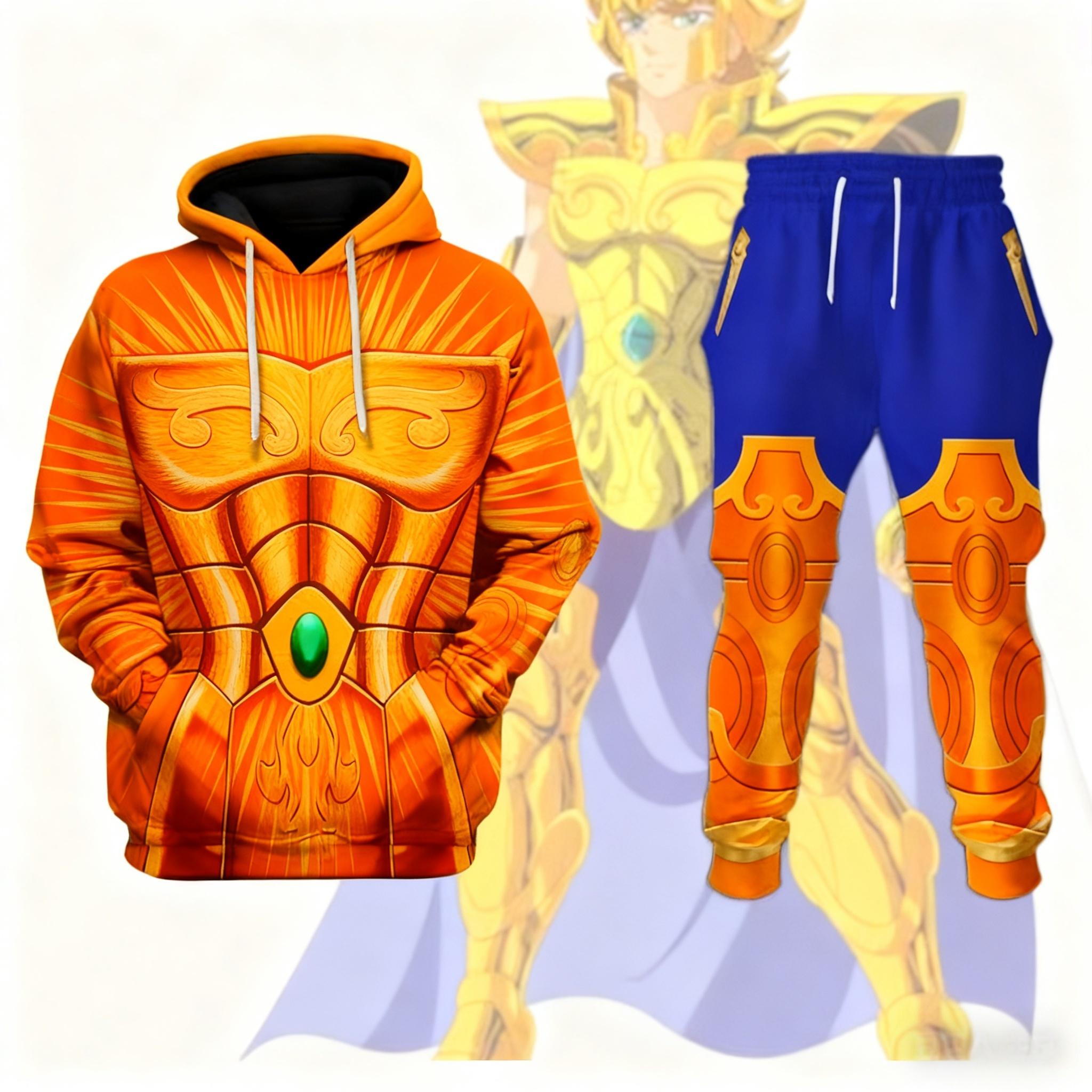 

Popular Cosplay Anime Saint Seiya printed hoodies pants sets 3D Street Harajuku Tracksuit sets Men s Sports jogging Set 4XL