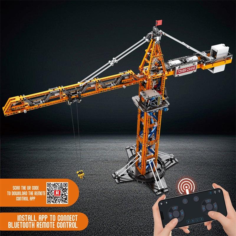 Non-Toxic 1176Pcs Remote Control Tower Crane Moc Model Building Blocks Tower Crane Electric Technology Bricks Children'S Diy Assembly Toys
