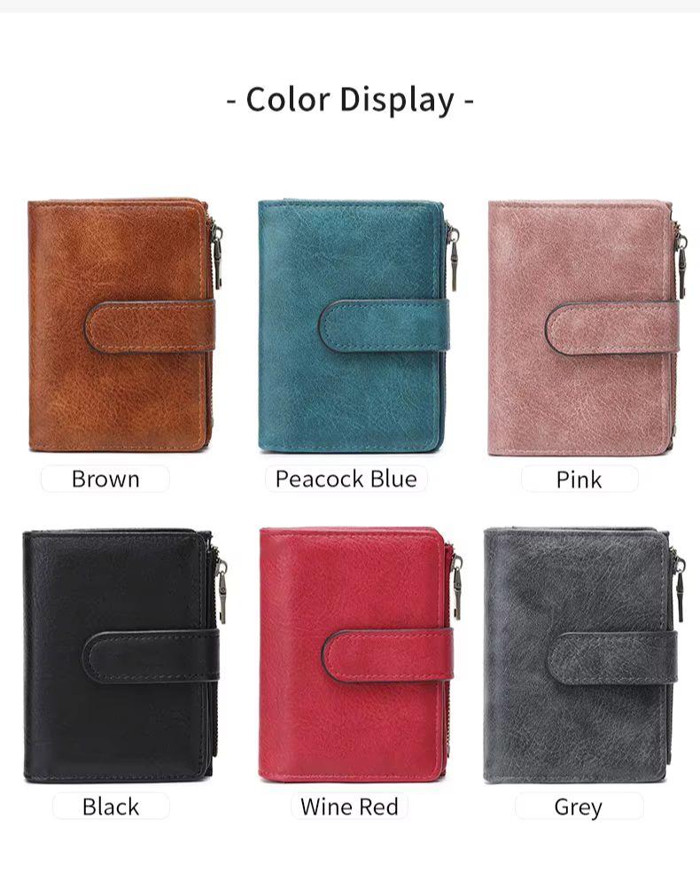 Women's Retro Wallet RFID Anti-theft Short Wallet Handbag Trifold Large Capacity Card Holder Coin Purse ID Card Credit Card Holder Wallet