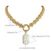 Geometric Square Freshwater Pearls Pendant Choker Chain Necklace Portable for Women Vintage Inspire Baroque Styles