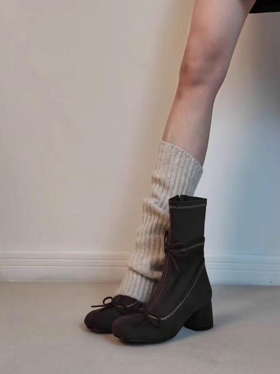 

Версия из овчины~ Тысяча золотых бантов Узкие ботильоны Женские Удобные С круглым носком Рукав Толстый каблук Ботинки Мартин Модные ботинки 40 коричневый