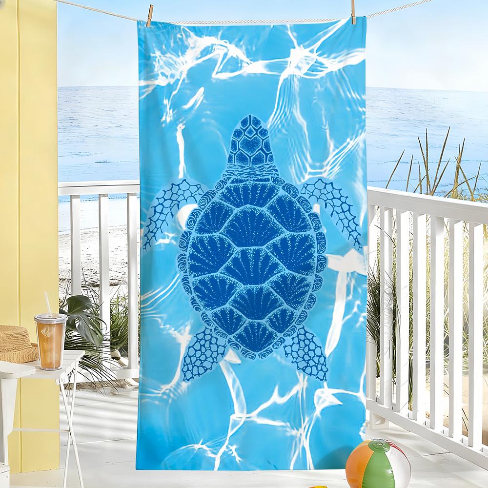 Line Ocean Art Style Turtle Towel Soft Pool Gift For Travel Gym Shower Camping Quick Dry Sports Large Beach Towels