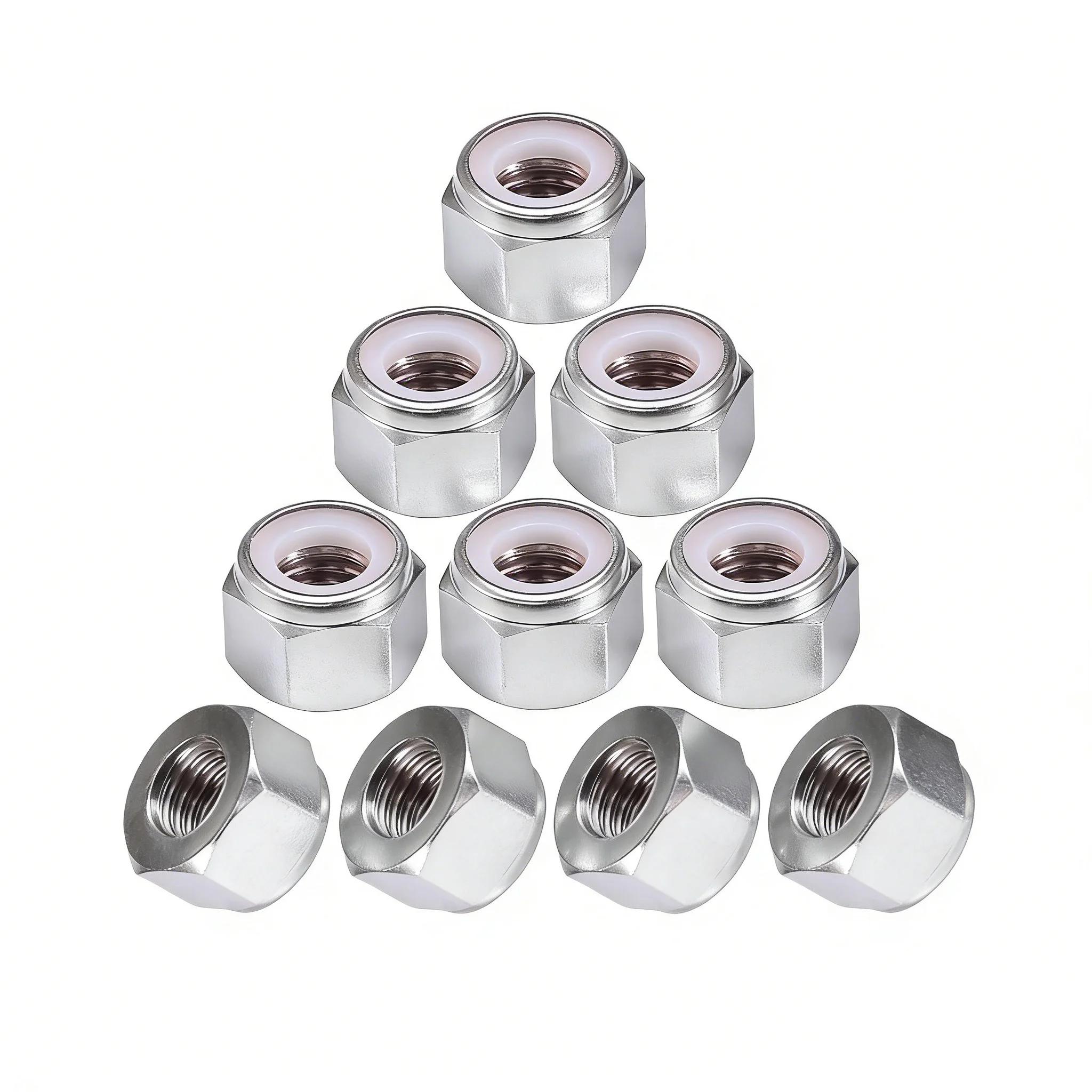 10Pcs M2-M5 Nylon Insert Lock Nuts , 6061 Aluminum Anti-Vibration Hex Nuts for Drone, Automotive & Electronic Applications M2 серебряный