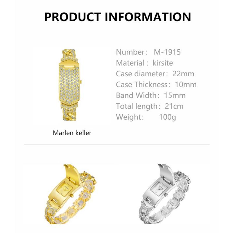 Zegarki damskie małe z klapką z pełnymi diamentami Marka Luksusowa Moda Kwarcowy Kreatywny Damski Zegarek na Bransolecie