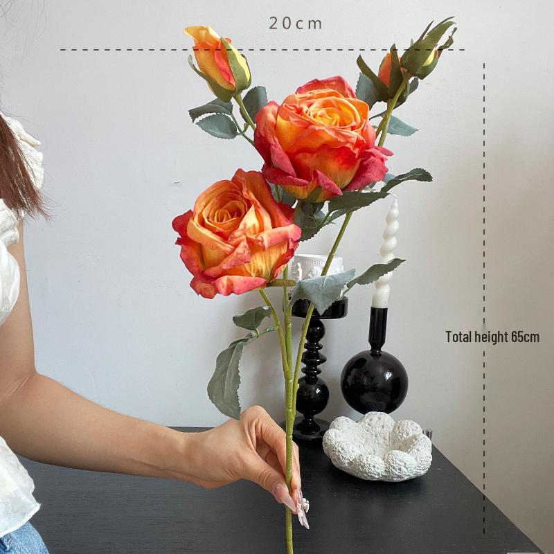 Liu Yifei Inspired Dried Flower Oil Painting - Artificial Rose Bouquet for Living Room or Dining Table Decor
