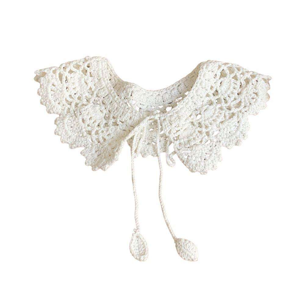 Detachable Hollow Out Crochet Shawl Round Neck Blouse Shoulders Fake Collar Knitted Scarves Spring