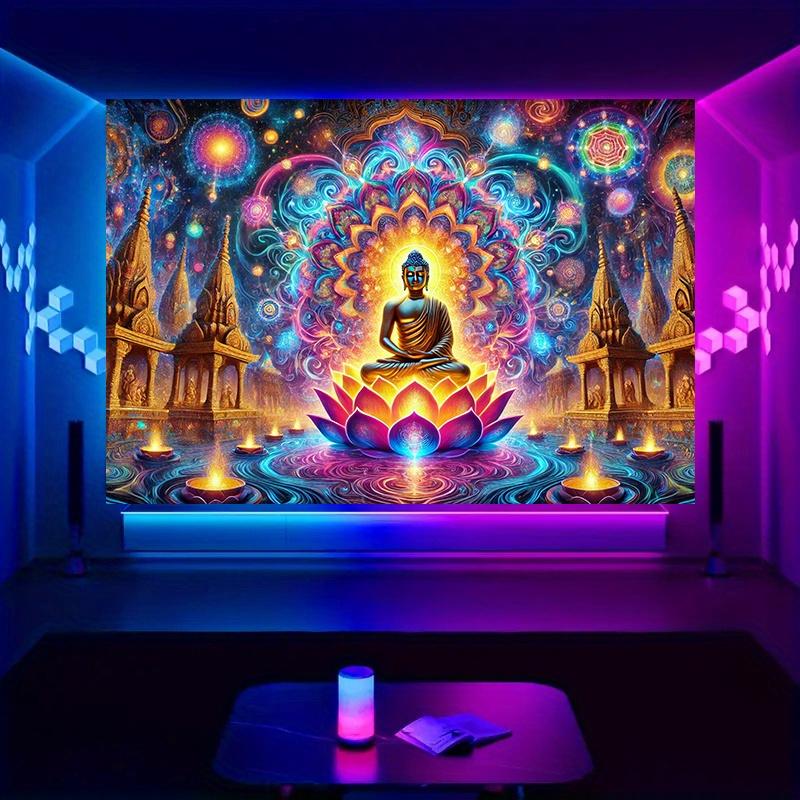 

VIKAMA Mandala Buddha Statue Lotus Tapestry for Meditation Rooms Yoga Studios and New ChineseStyle Living Rooms 74x94cm(29x37in)