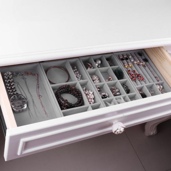 Jewelry Box Multi-Grids Classification Storage Flannel Necklace Rings Earrings Storage Case for Home