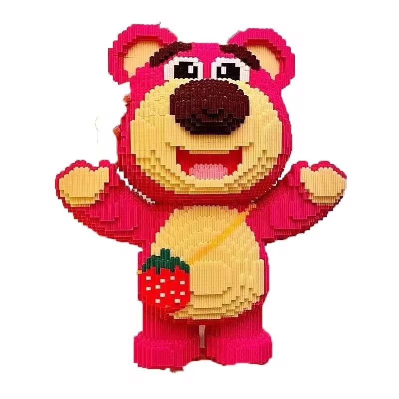 50cm Cute Giant Huge Strawberry Bear Blocks Assembly Toy Pet Block Kids Gifts Model Ornaments Home Decoration Toys Kid Friendly Entertaining Fun Play