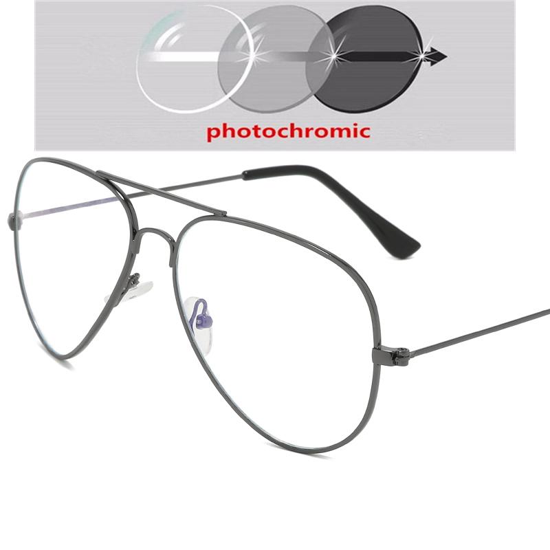 Blue Light Blocking Oval Myopic Glasses Women Men Fashion Metal Myopia Photochromic Eyeglasses Diopter 0 -0.5 -0.75 To -4.0