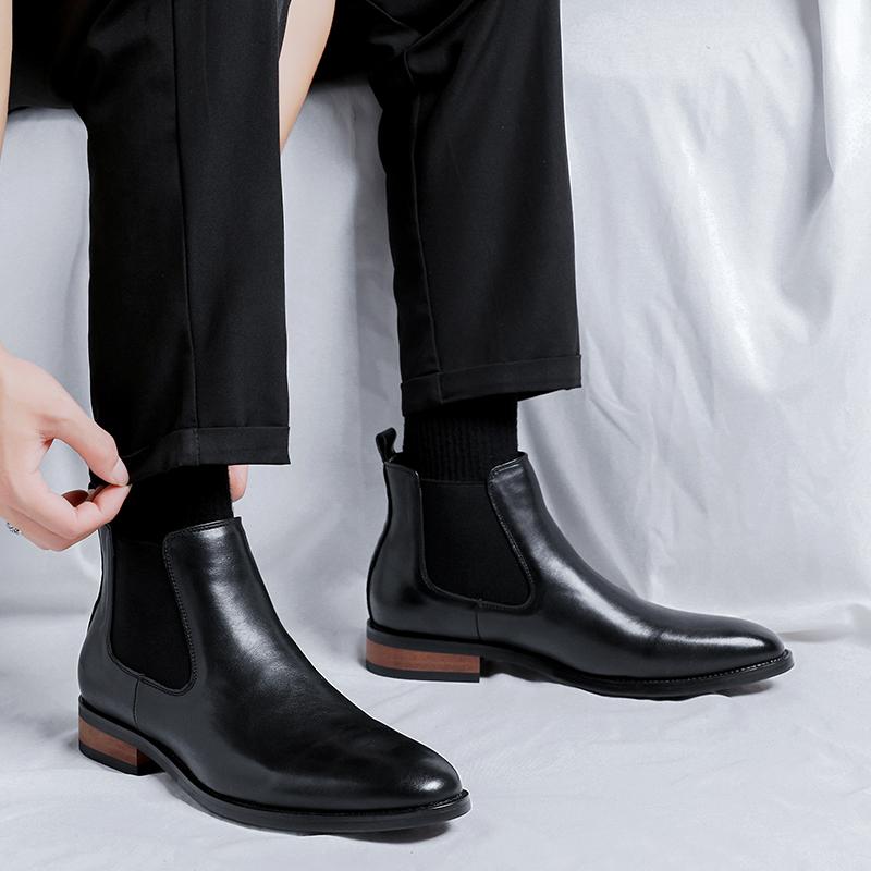 Fashion Street Style Men Business Botas Casual Shoes Personality Men's High Top Shoes Leather  Ankle Boots Anti Slip Male Chelsea Boots