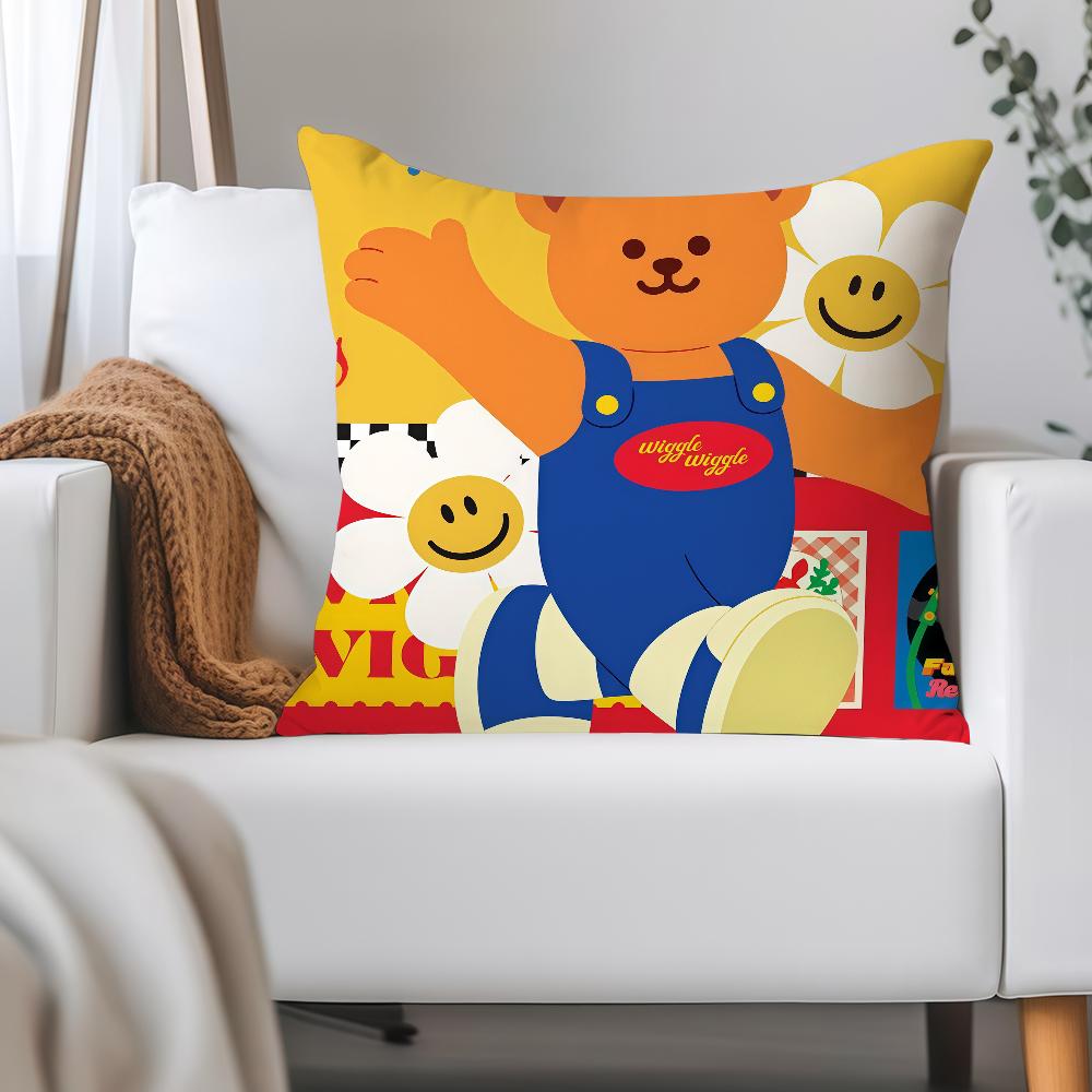 Happy W-wiggle Cartoon Pillow Case Applicable Space For Guest Rooms Interiors Cars Office House Decoration