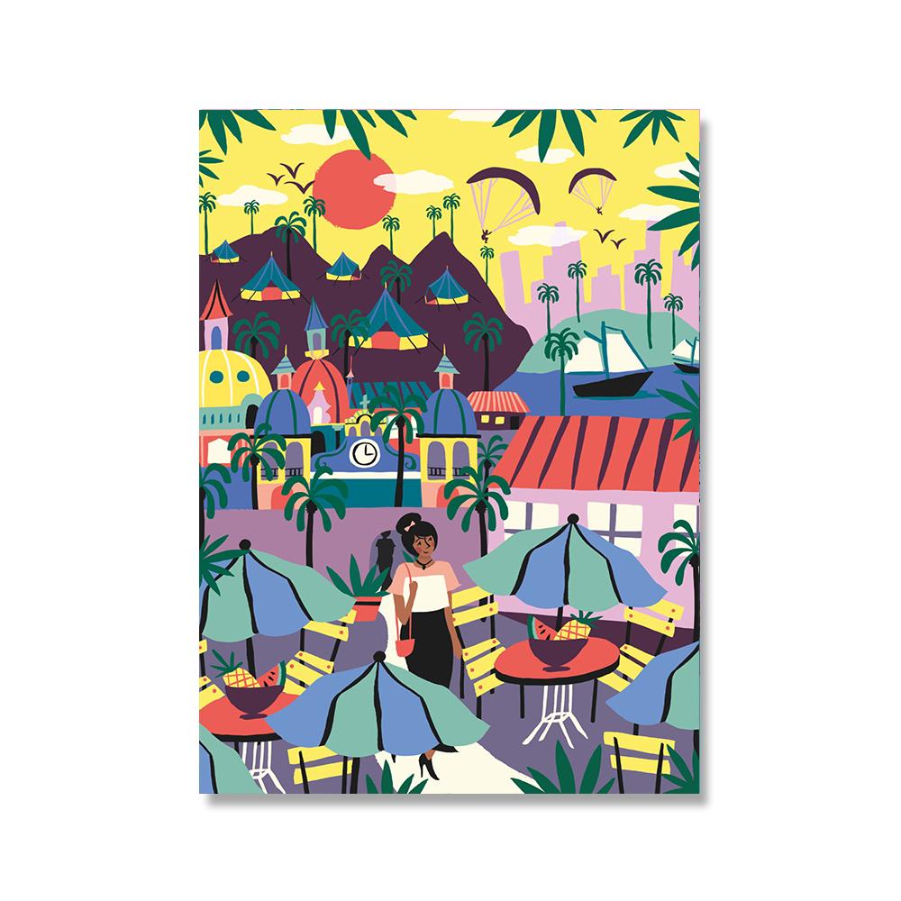 Nordic Travel Posters Botanical Canvas Painting Minimalist City Life Prints Landscape Nature Wall Pictures For Living Room Decor