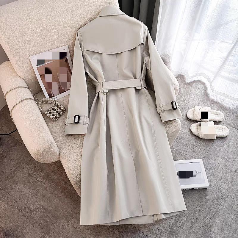 Long trench coat women's autumn clothing high-end feeling over the knee fashion waist temperament double-breasted jacket