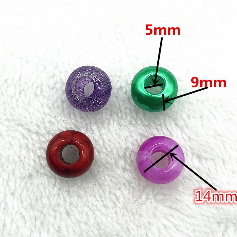 20pcs 14mm Mix Colour Big Hole Acrylic Beads Spacer Loose Beads for Jewelry Making DIY Handmade Bracelet Accessories(hole:5mm)