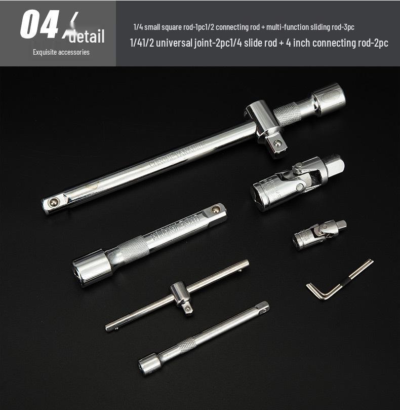 108-Piece Ratchet and Socket Set for Automotive Repair in Dedicated Tool Box