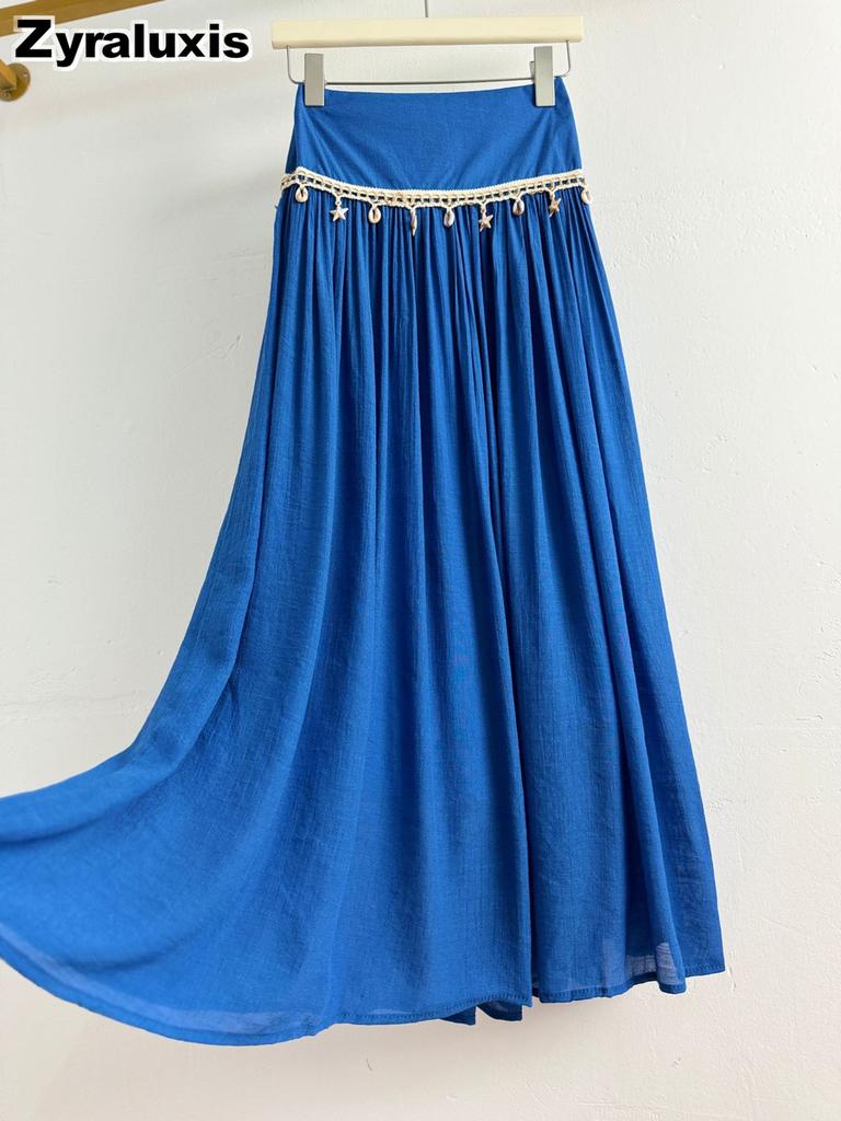 Flowing Bohemian Maxi Skirt for Women Summer Shell Design