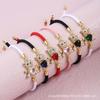 Adjustable Multi-color Cotton Cord Bracelet with Cute Cartoon Zircon Bear Charm