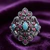 2026 Eco-friendly Alloy Retro Enamel Flower Ring with Rose Red Diamond