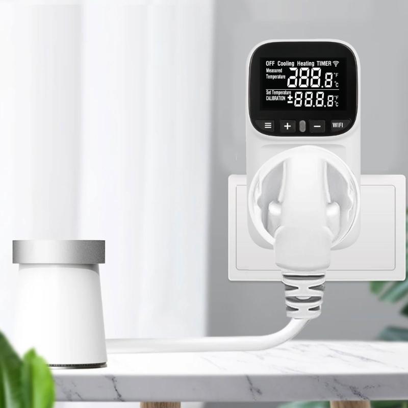 Digital Temperature Controller Outlet Socket Heating Cooling Thermostat With Timer Switches for Refrigerator Aquaculture